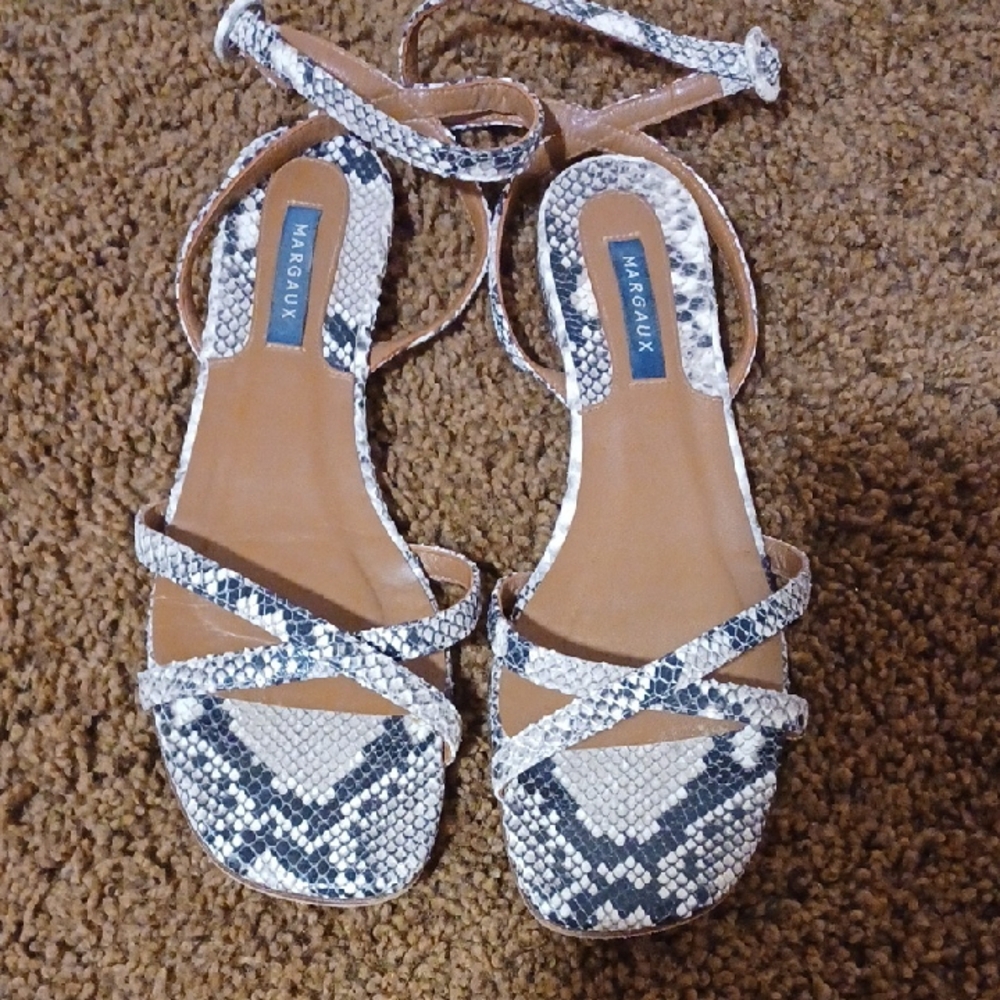 Margaux Snakeskin Sandals - Black and Cream